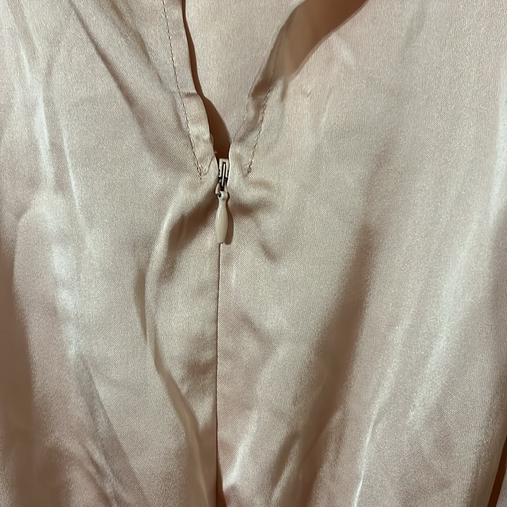 Classic Elegance Blush Satin Sleeveless Mock Neck Maxi Dress - Picture 6 of 6